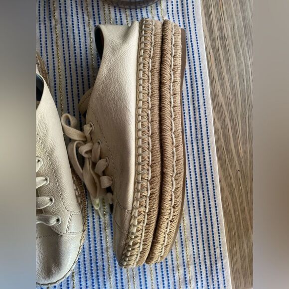 PRADA Espadrille Platform Sneakers in White Leather Sz 37 - Picture 3 of 11